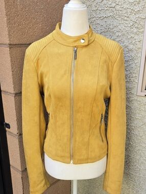 Studio F Women’s Yellow Suede Moto Jacket